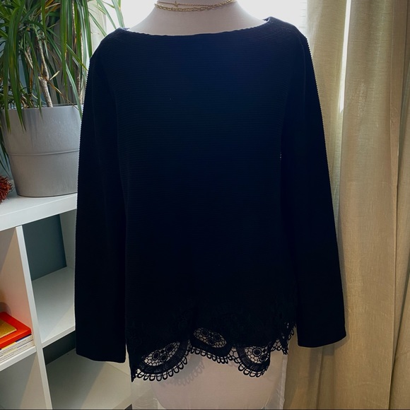 🏷NWT LOFT Black Ribbed Sweater - Picture 1 of 4